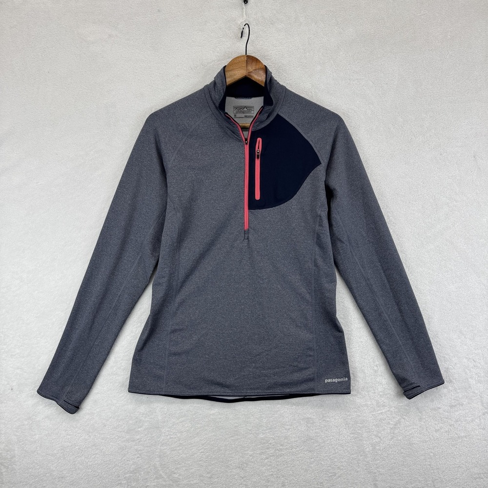 Patagonia Gray and Pink Quarter-Zip Sweatshirt